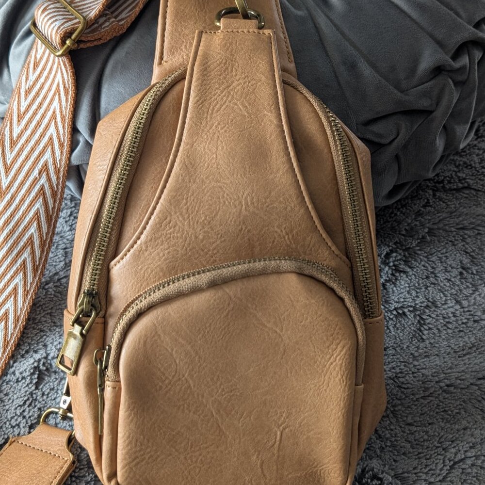 Fashion Sling Crossbody Bag w/security theft protection clasp